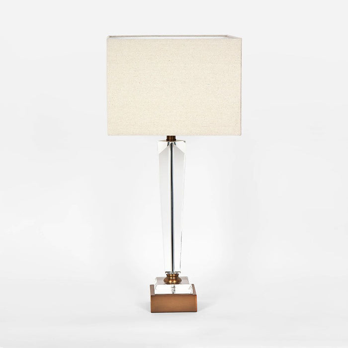 Monument Hand Cut Crystal Lamp & Natural Linen Shade