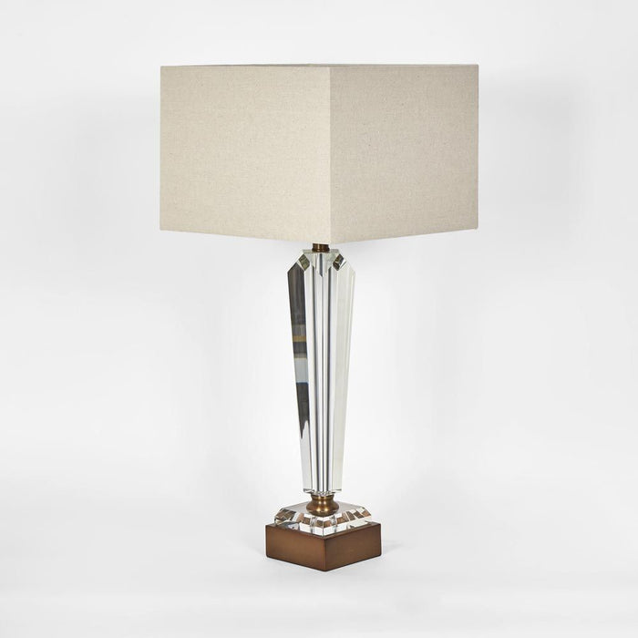 Monument Hand Cut Crystal Lamp & Natural Linen Shade