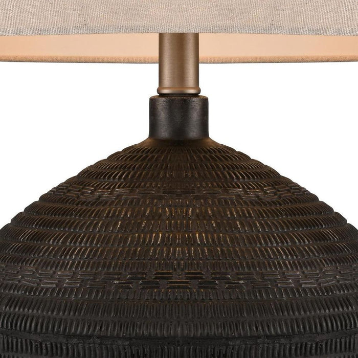 Meridien Black Lamp with Natural Linen Shade