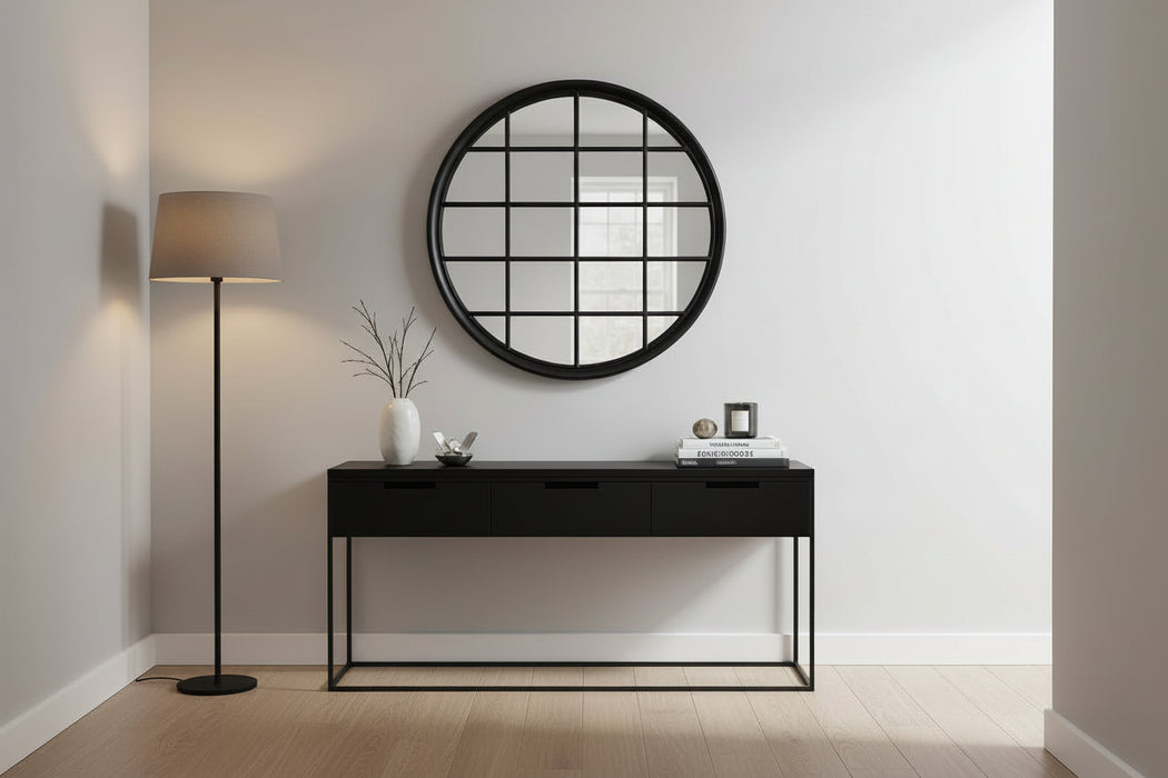 Hamptons Round Mirror 120cm x 120cm Black