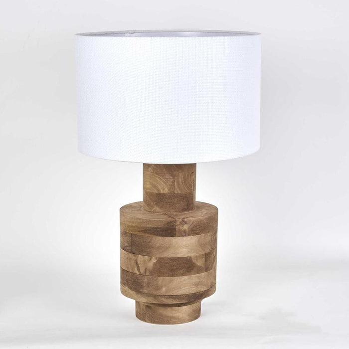 Circa Timber Table Lamp Small White Shade