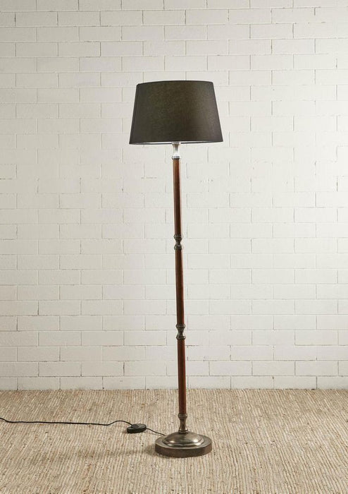 Brunswick Floor Lamp Base Silver with Timber- Base Only