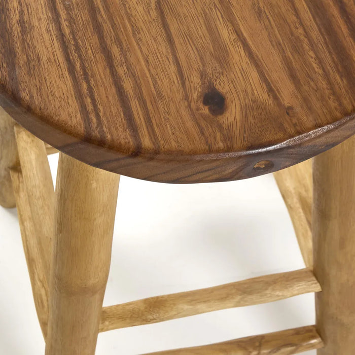 Teak Stool Lacquered Medium 64cm H