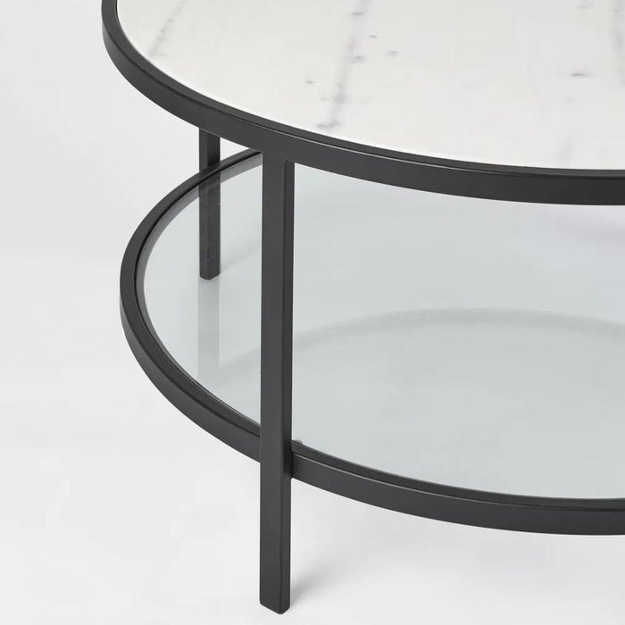 Palladium 90cm Marble & Glass Coffee Table