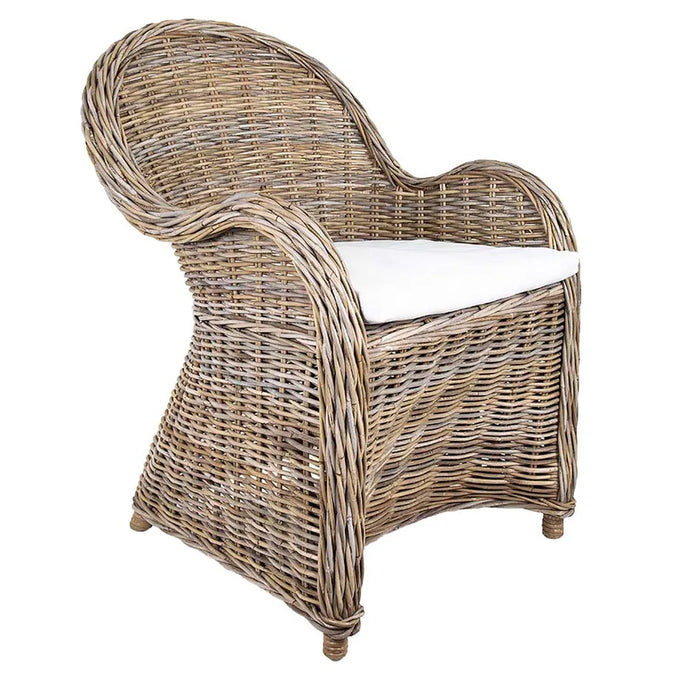 Natural Long Island Wicker Chair with Cushion