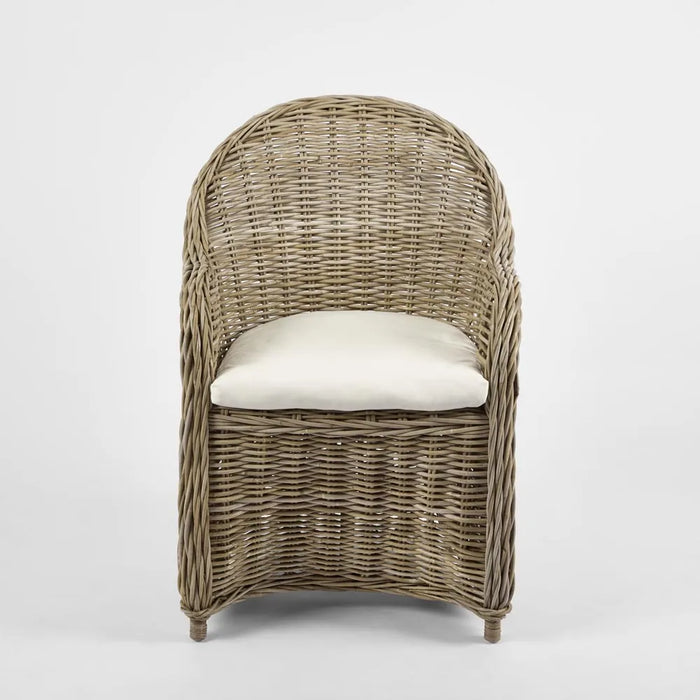 Natural Long Island Wicker Chair with Cushion