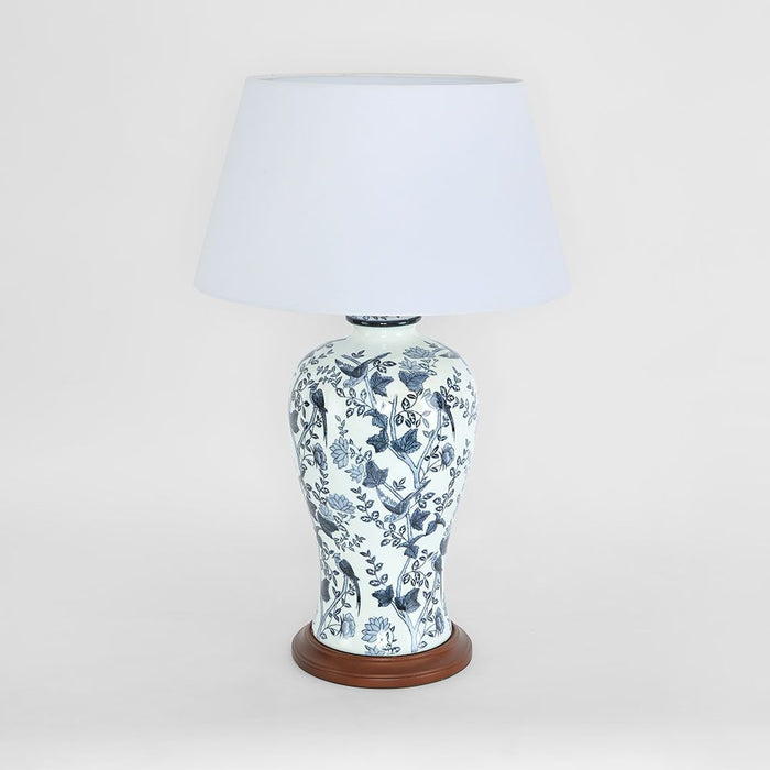Ashleigh Ceramic Blue & White Table Lamp & Shade
