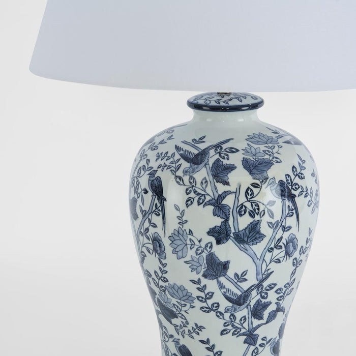 Ashleigh Ceramic Blue & White Table Lamp & Shade