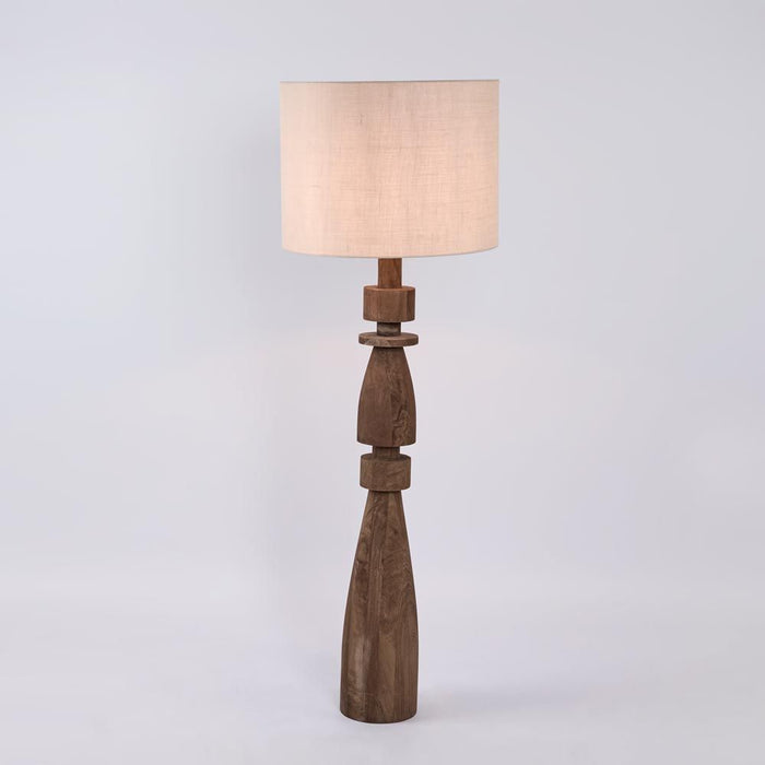 Magnus Wood Floor Lamp Saddle Base with Natural Shade