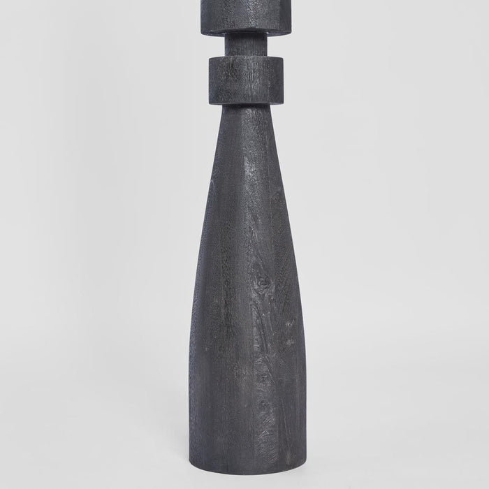 Magnus Wood Floor Lamp Black Base with Natural Shade