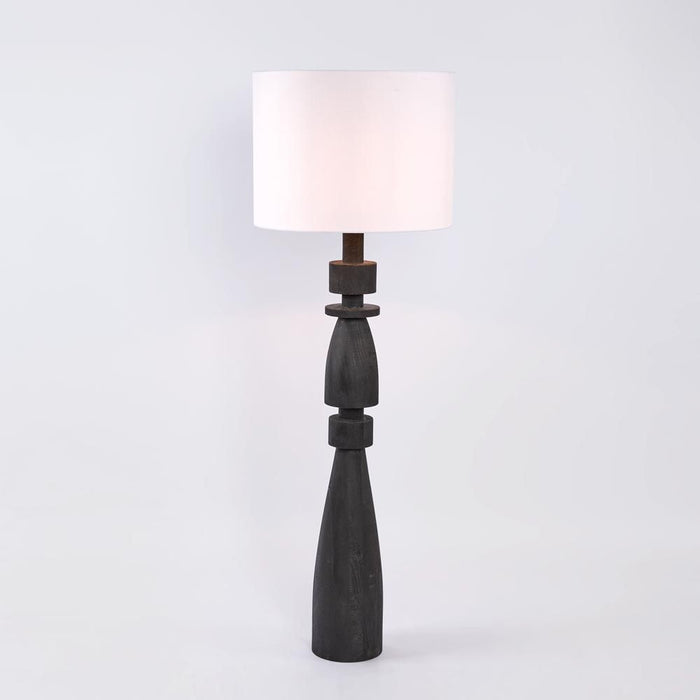 Magnus Wood Floor Lamp Black Base with White Shade