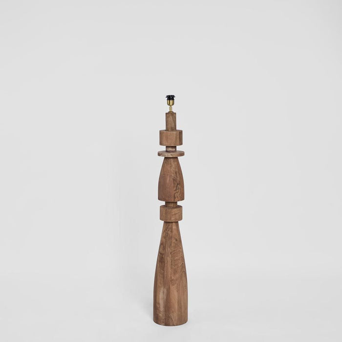 Magnus Wood Floor Lamp Saddle Base with Black Shade