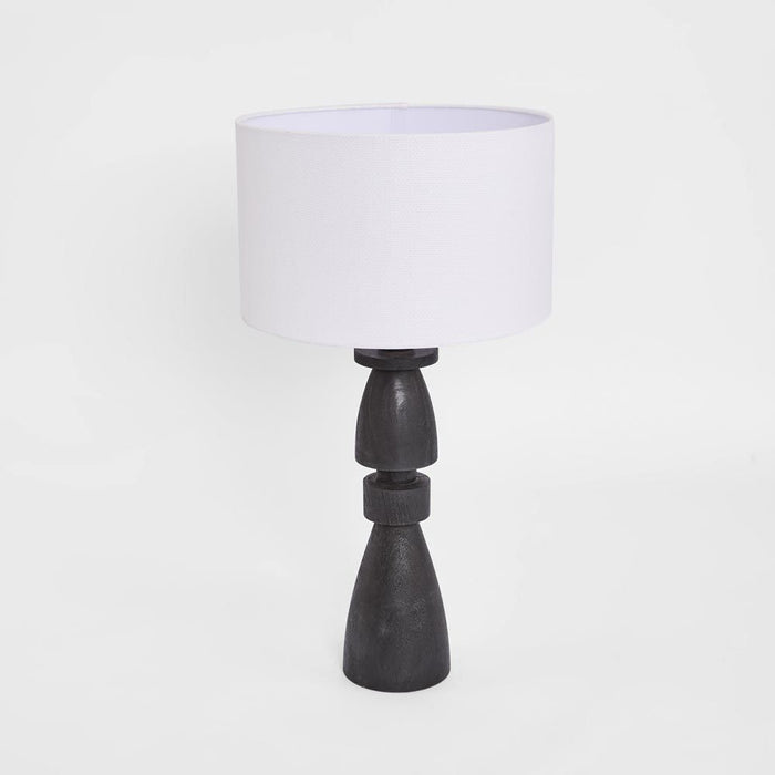 Magnus Wood Table Lamp Black Base with White Shade