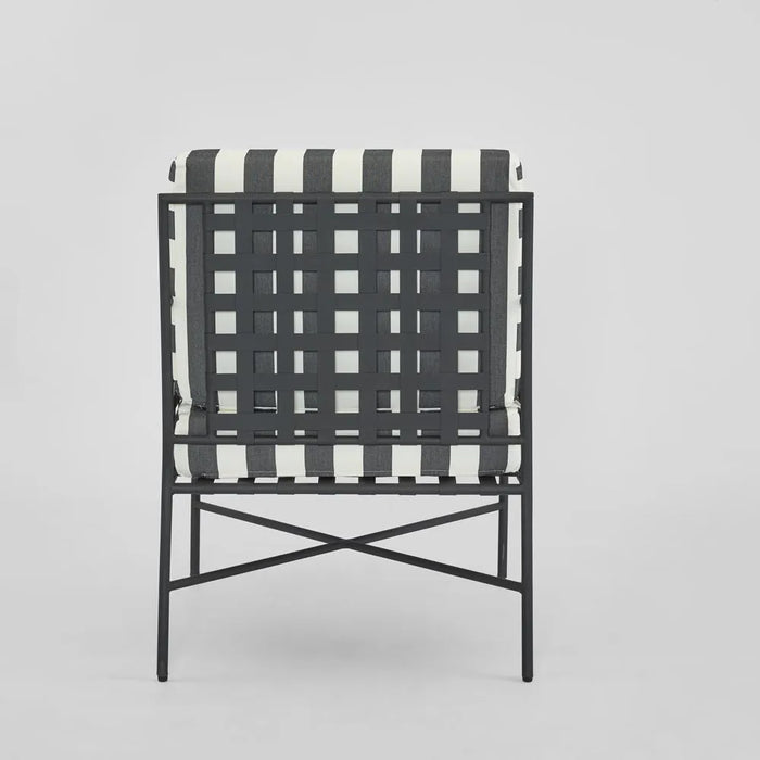 Sheffield Arm Chair Outdoor Iron B/W Stripe Cushions