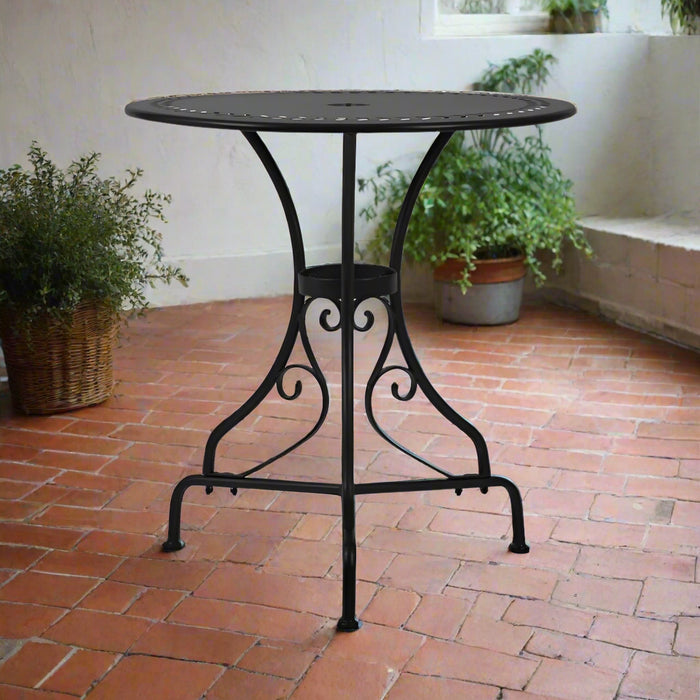 Annabel Round Outdoor Iron Table - Black