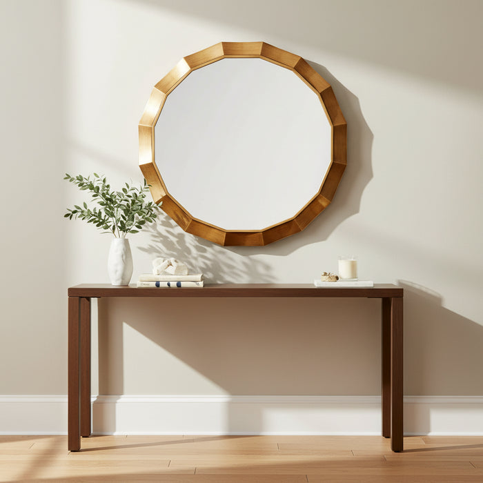 Facet Octagon Round Mirror 70cm Bronze
