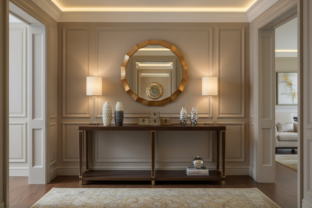 Facet Octagon Round Mirror 70cm Bronze