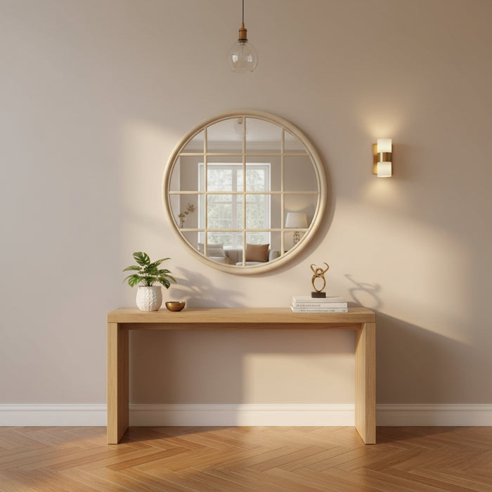 Hamptons Round Mirror 120 x 120cm Natural