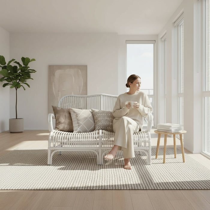 Seville 2 Seater Rattan Armchair - White