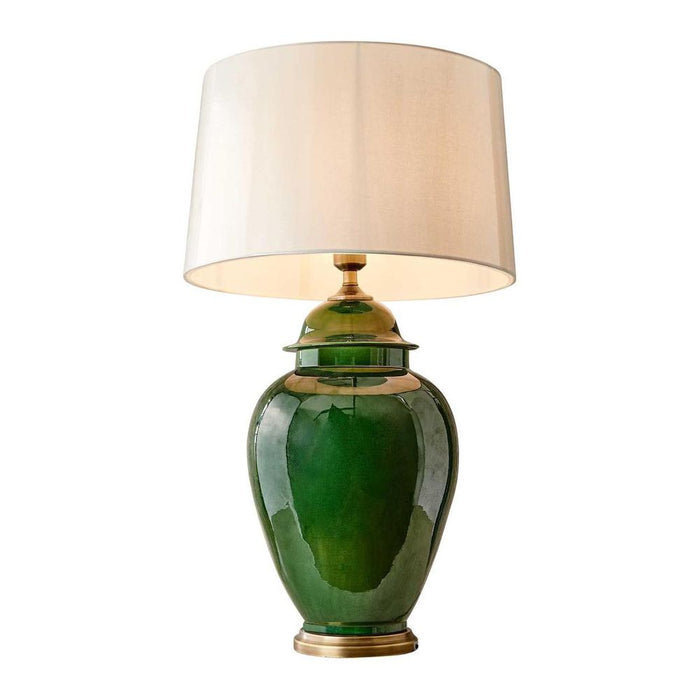 Fine Cotton Ceramic Table Lamp Base Emerald- Base Only