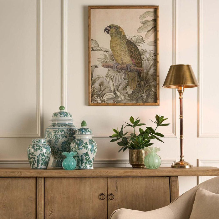 Delaware Table Lamp Antique Brass and Dar Wood