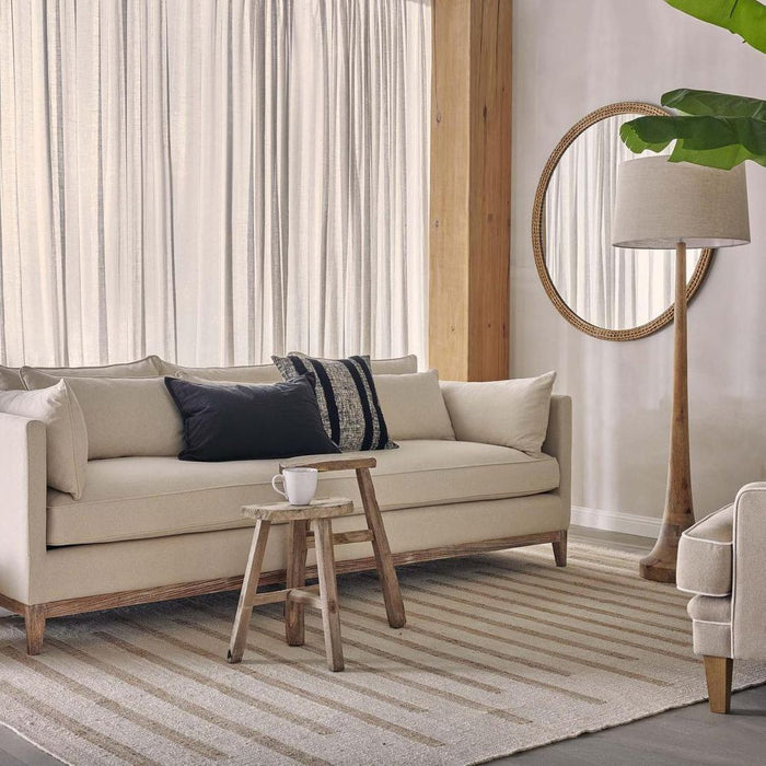 Lancia Large - Light Natural - Turned Wood Slender Floor Lamp