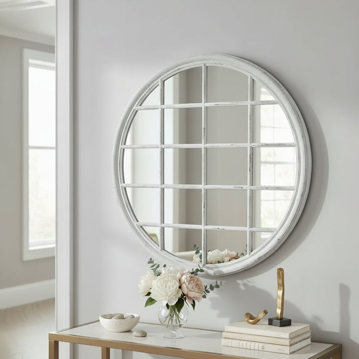 Hamptons Round Mirror 120cm x 120cm Grey