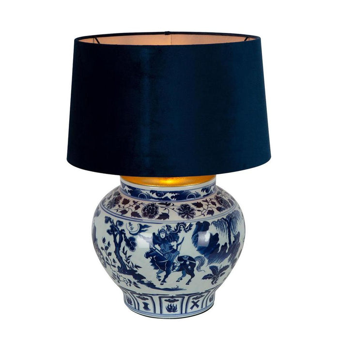 Woody Ceramic Table Lamp Base Blue and White- Base Only