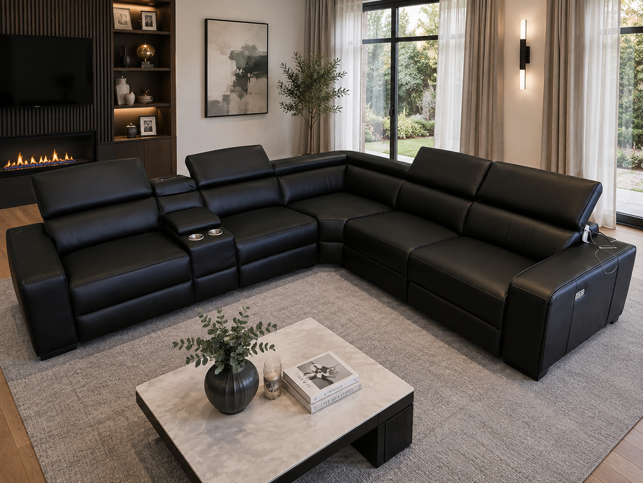 Hudson Corner Modular Lounge in Full Leather
