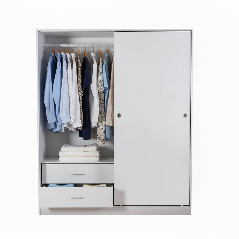 Luke Sliding Door Robe White 160cm — Lj Bedding and Furnitures