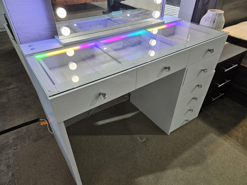 Diana 8 Chest of Drawers Cabinet Dresser White with Mirror