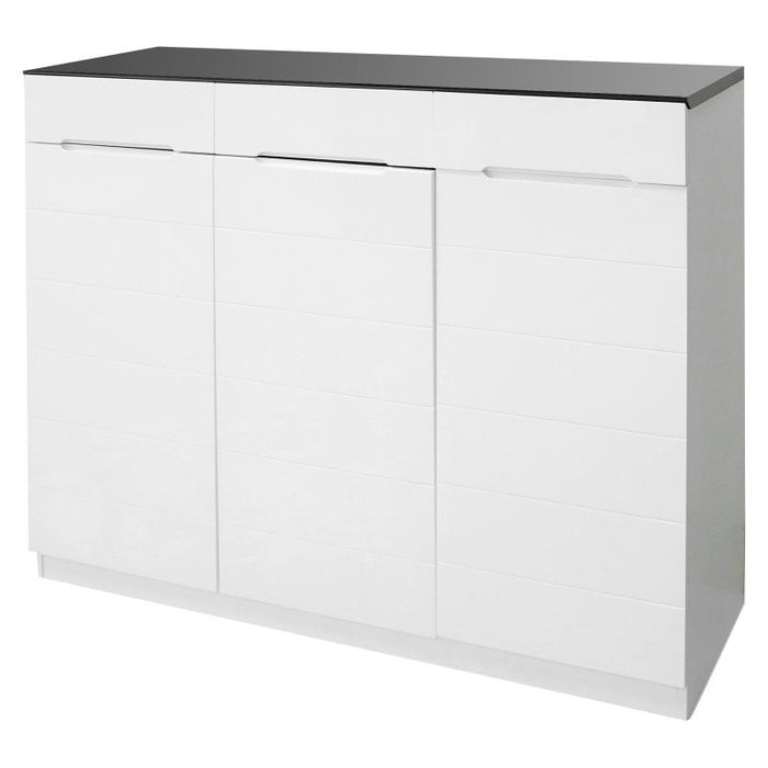 3 Door and 3 Drawer White Shoe Cabinet Fully Assembled