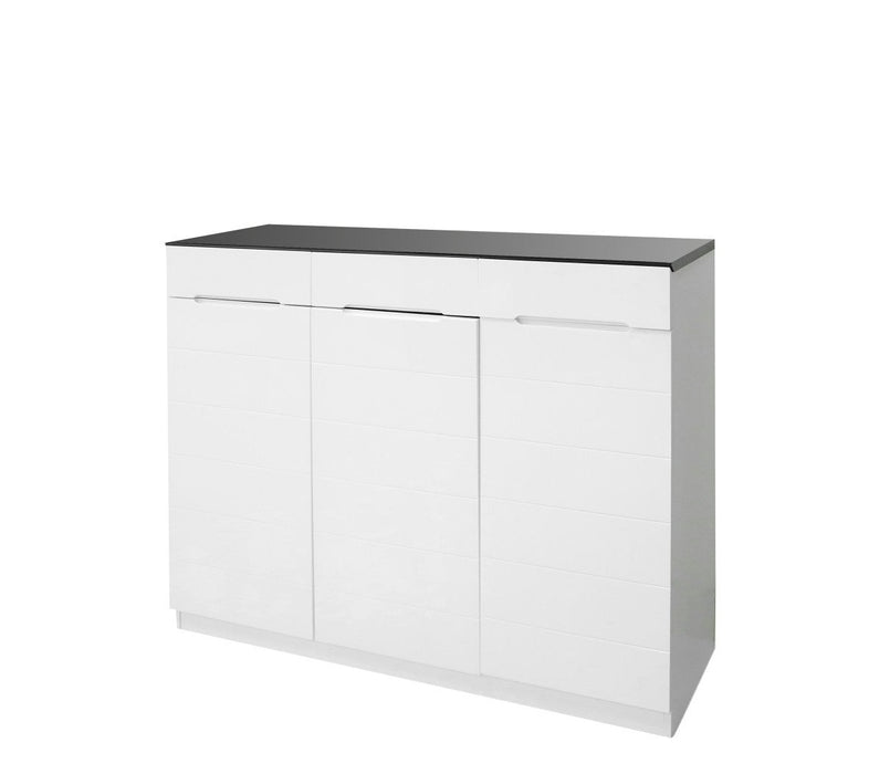 3 Door and 3 Drawer White Shoe Cabinet Fully Assembled