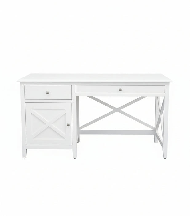140cm Hampton Wooden White Desk