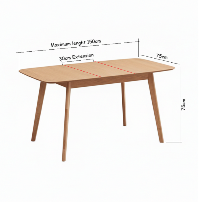 Hudson 5 Piece Extendable Dining Set - Natural Timber Table with Beige Fabric Chairs