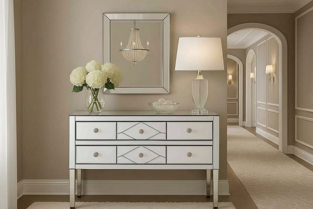 Briton 6 Drawers Mirror Console Table