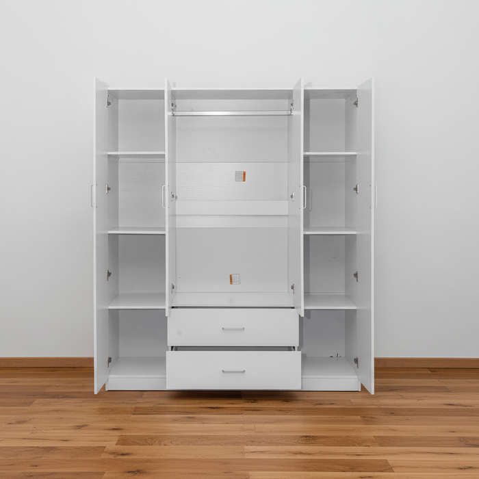 Remo Wide Wardrobe with Mirrors White 160cm