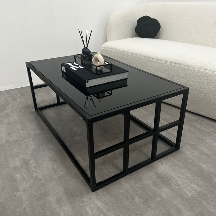 Banksia Black Glass Rectangular Coffee Table Modern Center Table
