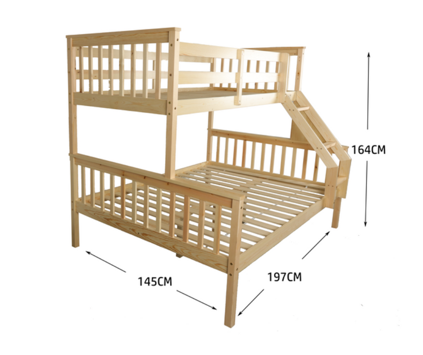 Glebe Pine Wood Single Over Double Bunk Bed