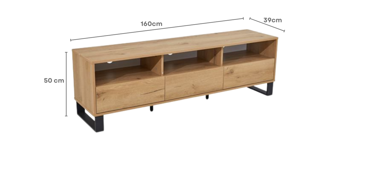 Mildura 160 Entertainment Unit Tv Stand Cabinet Oak Brown