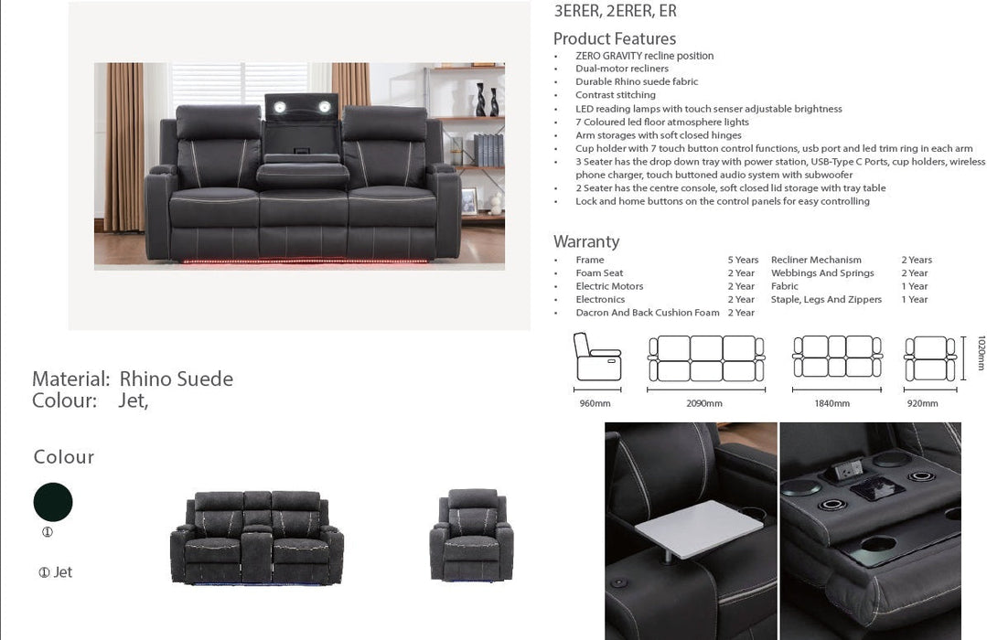 Madison 5 Seater Recliner in Fabric