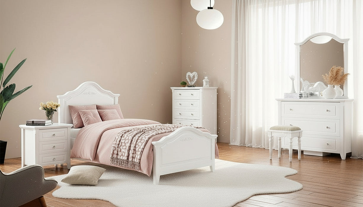 Isabella Single Bed, Ivory White