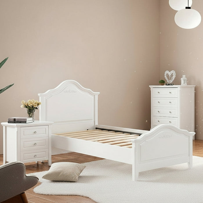 Isabella Single Bed, Ivory White