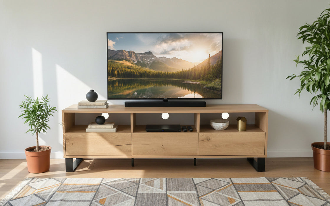 Mildura Oak 1.6m Entertainment Unit - FULLY ASSEMBLED