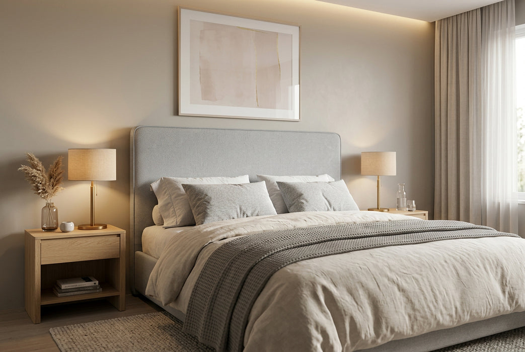 Grey Lisa Upholstered King Bedhead