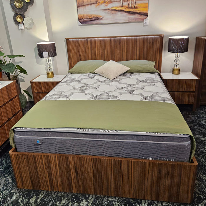 Mosman Fluted Gas Lift Storage Bed Queen - Brown or White