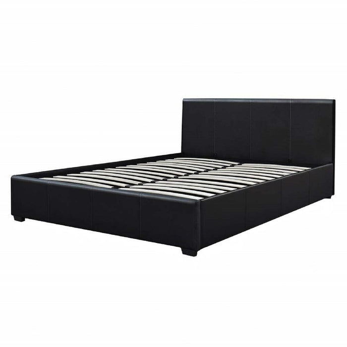 Black Monaco Faux Leather Gas Lift Storage Bed