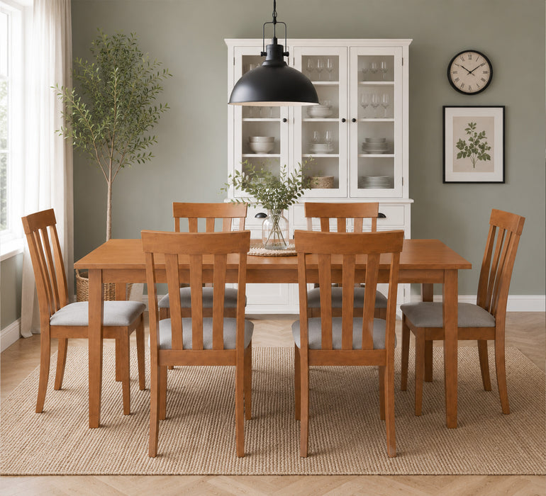 Woodland 7 Piece Solid Timber Dining Set, FULLY ASSEMBLED