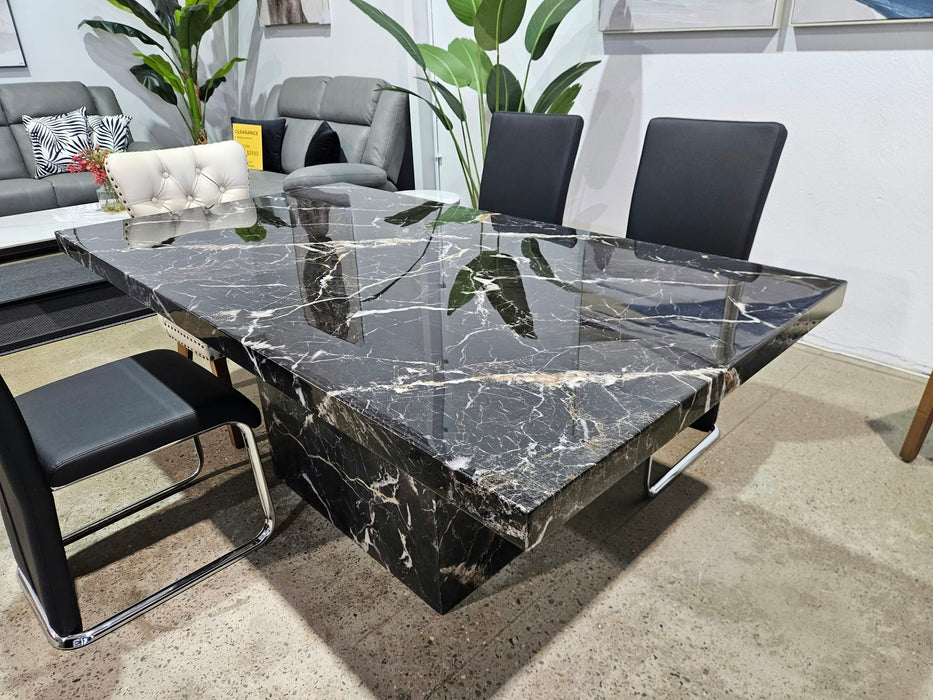 Lotus Marble Rectangle Dining Table 200cm White Black - ST Marys, Liverpool NSW