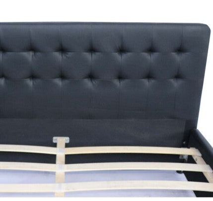 Black Jara PU  Leather Bed Frame with 4 Drawers